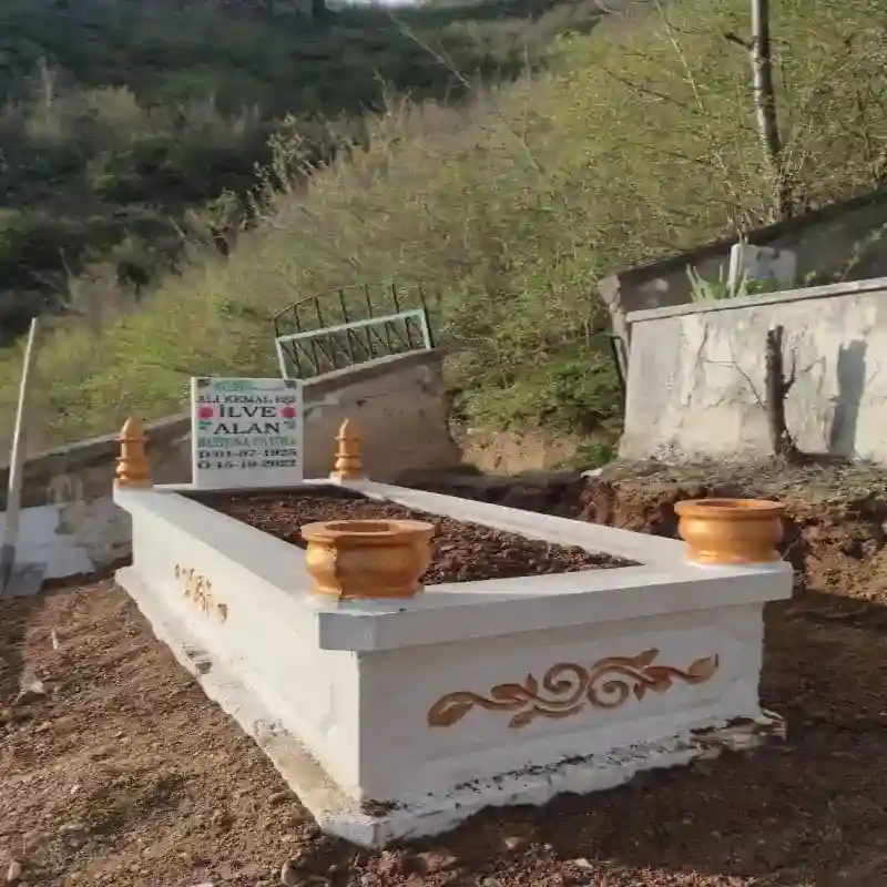 Duble Boyalı Çiçek Desen Mezar
